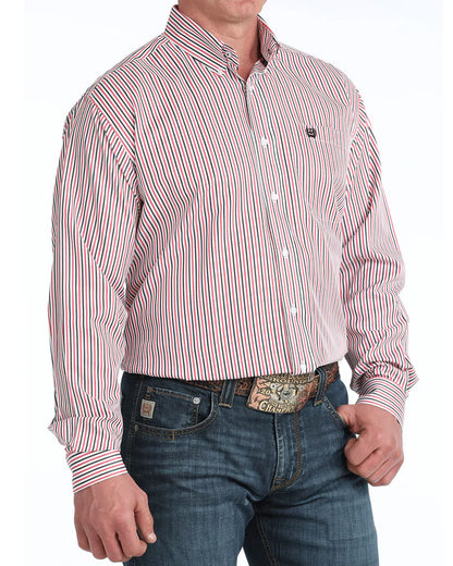 Cinch Mens Longsleeve Shirt - White/Pink/Black