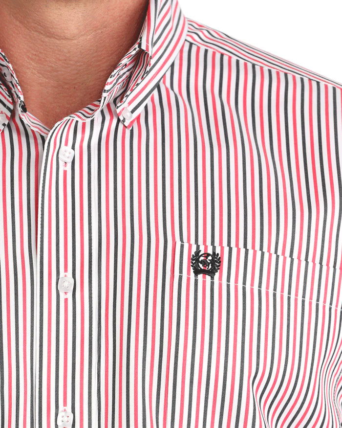 Cinch Mens Longsleeve Shirt - White/Pink/Black