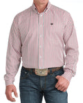 Cinch Mens Longsleeve Shirt - White/Pink/Black