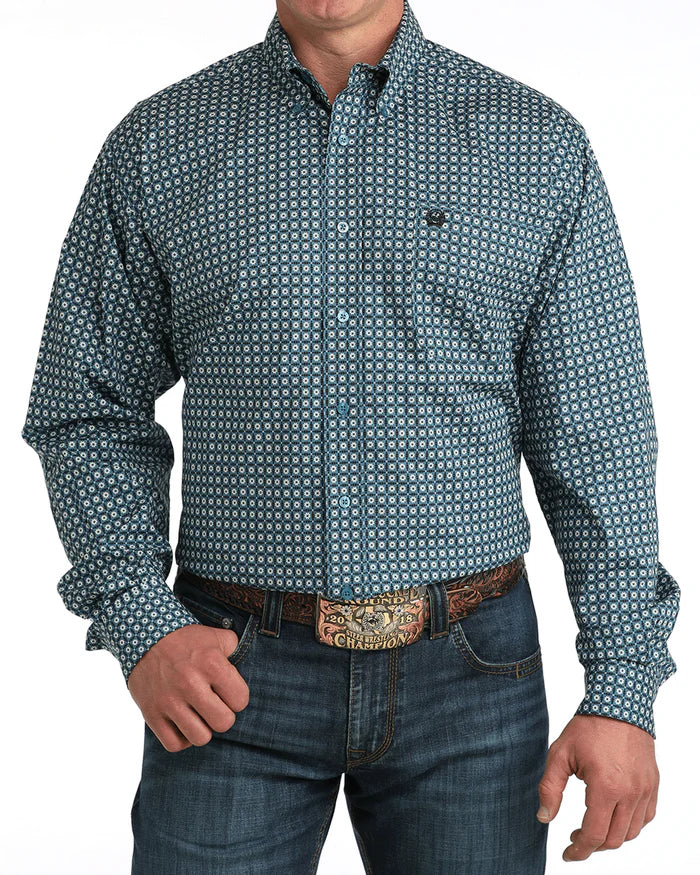Cinch Mens Longsleeve Shirt - Blue Mosaic