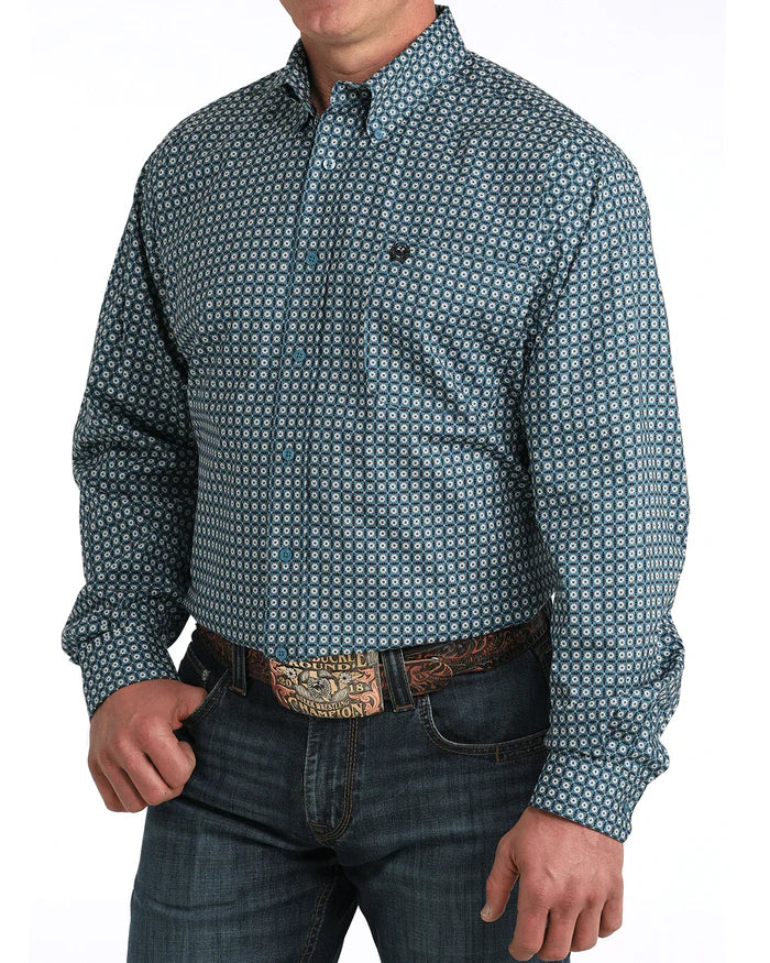 Cinch Mens Longsleeve Shirt - Blue Mosaic