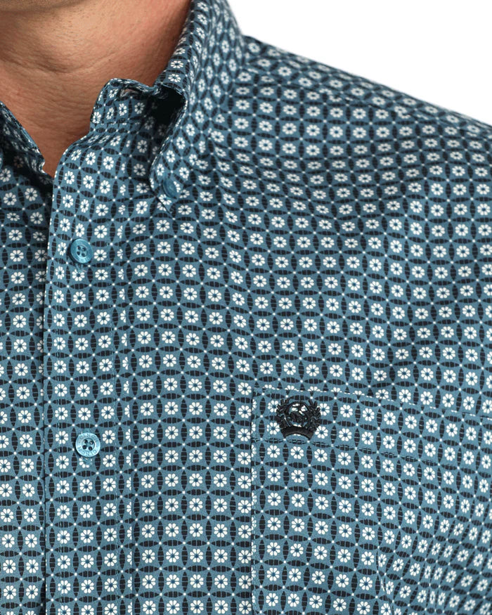 Cinch Mens Longsleeve Shirt - Blue Mosaic