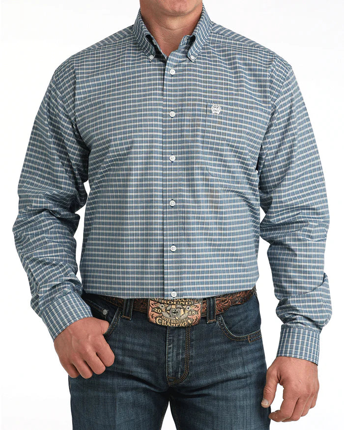 Cinch Mens Longsleeve Shirt - Blue Plaid