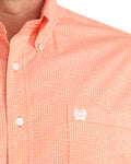 Cinch Mens Longsleeve Shirt - Orange Geometric Print