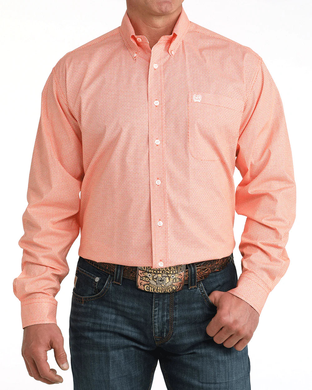 Cinch Mens Longsleeve Shirt - Orange Print