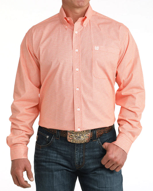 Cinch Mens Longsleeve Shirt - Orange Print