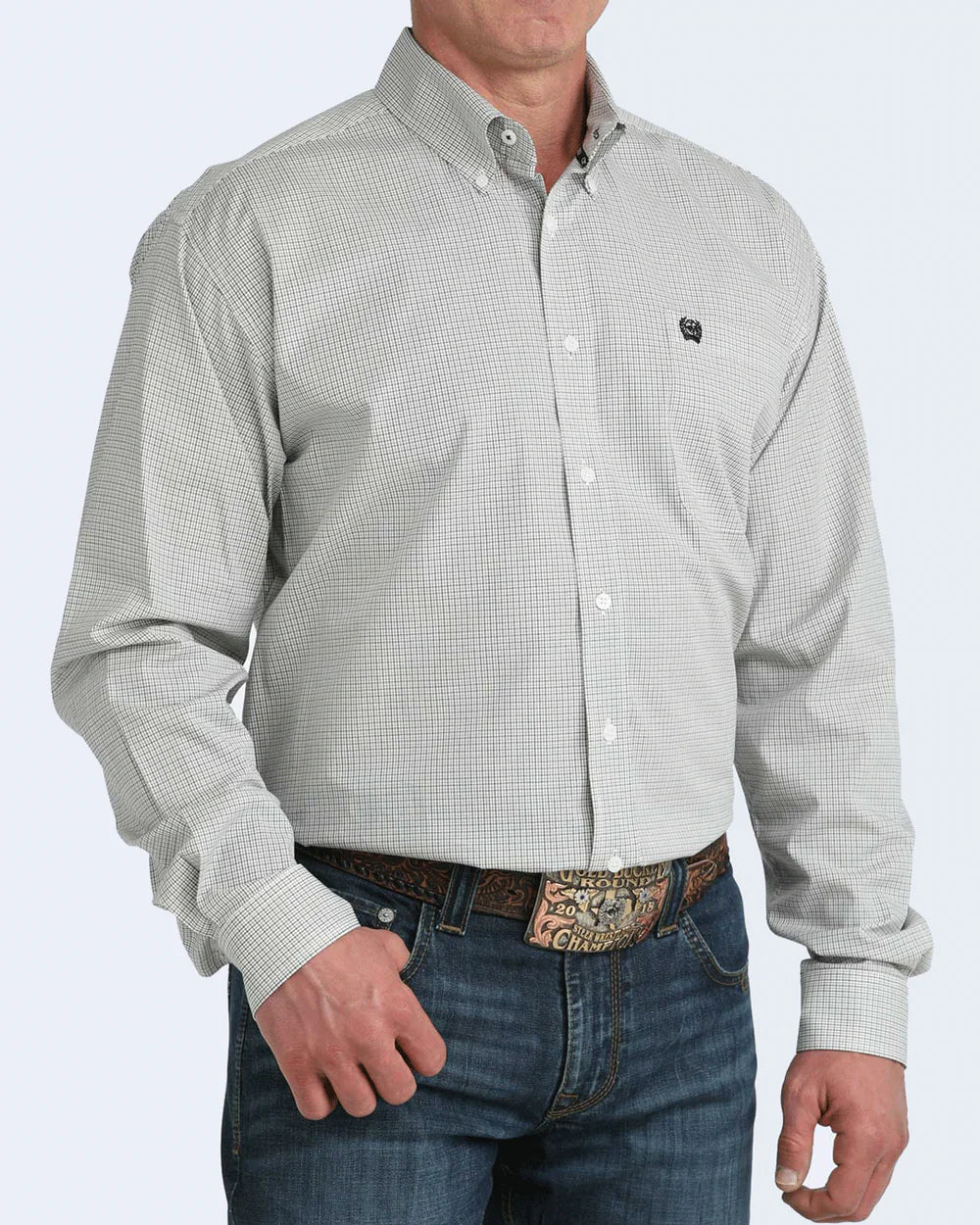Cinch Mens Longsleeve Shirt - White/Black/Yellow Plaid