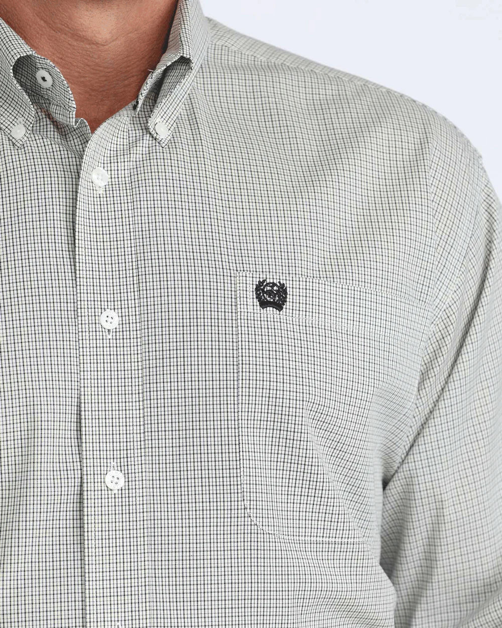 Cinch Mens Longsleeve Shirt - White/Black/Yellow Plaid