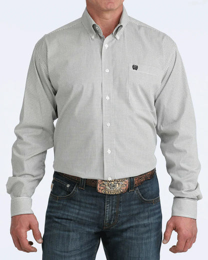 Cinch Mens Longsleeve Shirt - White/Black/Yellow Plaid