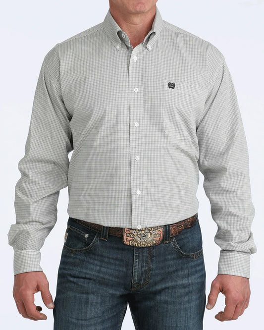 Cinch Mens Longsleeve Shirt - White/Black/Yellow Plaid