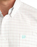 Cinch Mens Shortsleeve Shirt - White/Blue/Tan Plaid