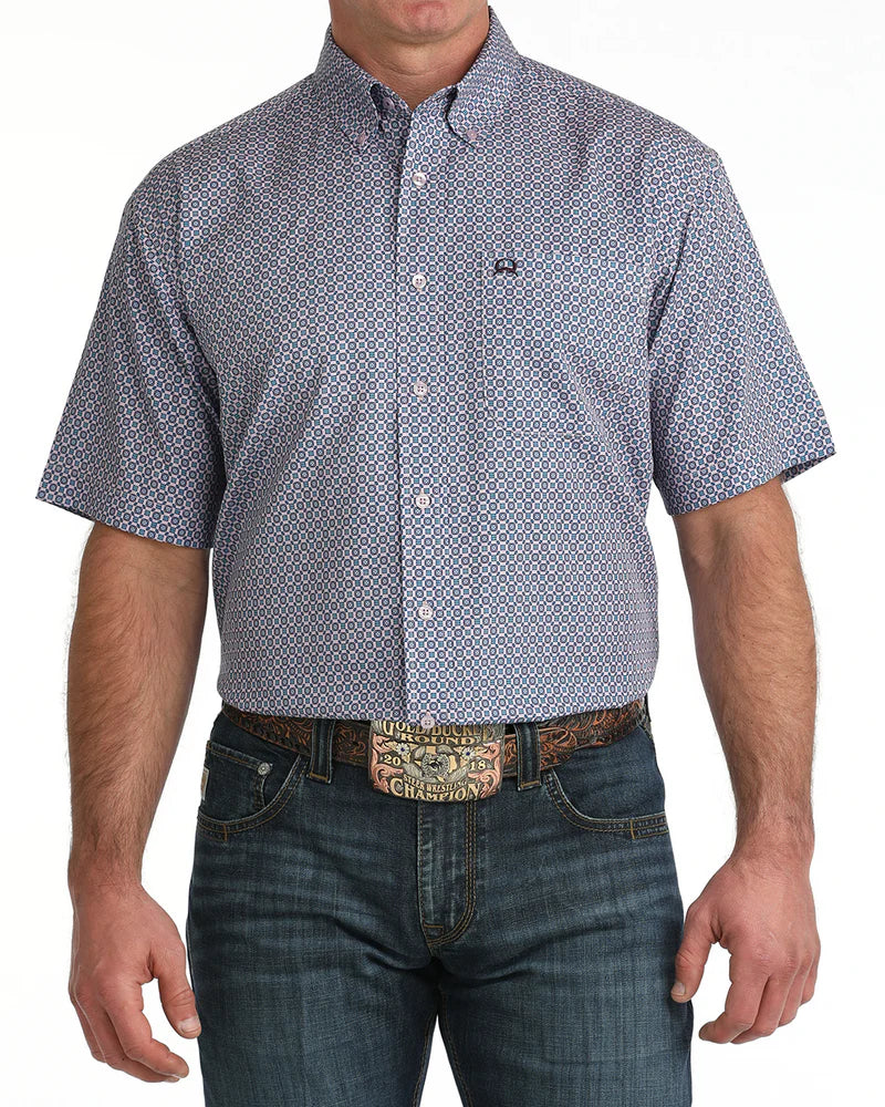 Cinch Mens Shortsleeve Shirt - Lilac Pattern