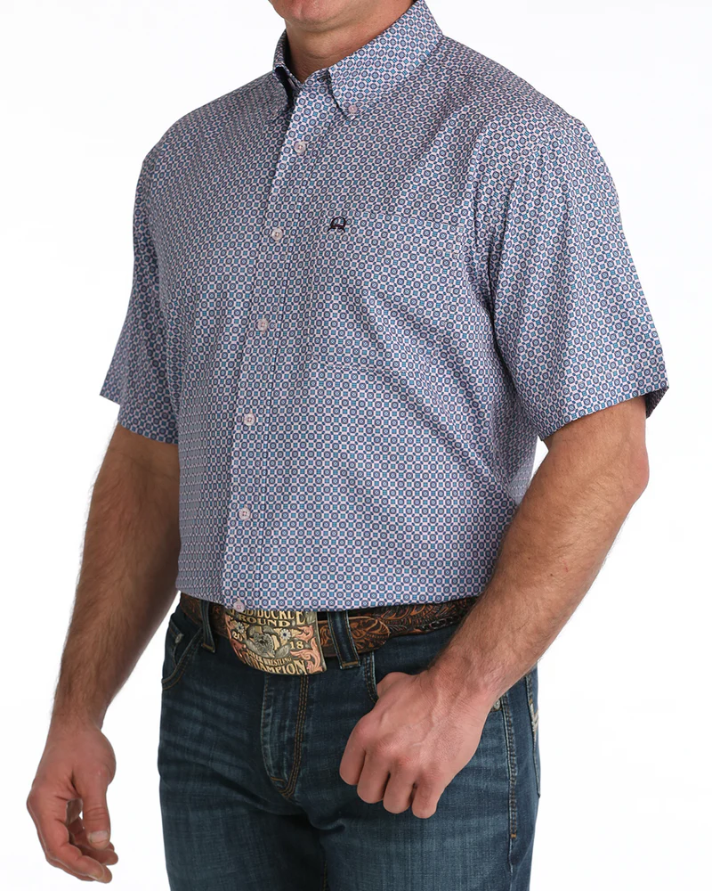 Cinch Mens Shortsleeve Shirt - Lilac Pattern