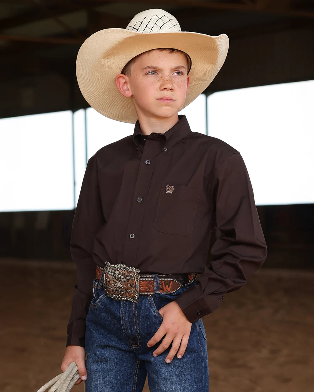 Cinch Boys Longsleeve Shirt - Brown
