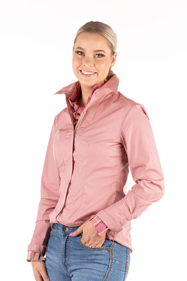 H&H Fitted Pink Shirt with Check Contrast