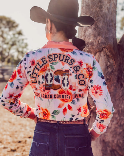 Ladies Sun Shirt - Peach & Rose