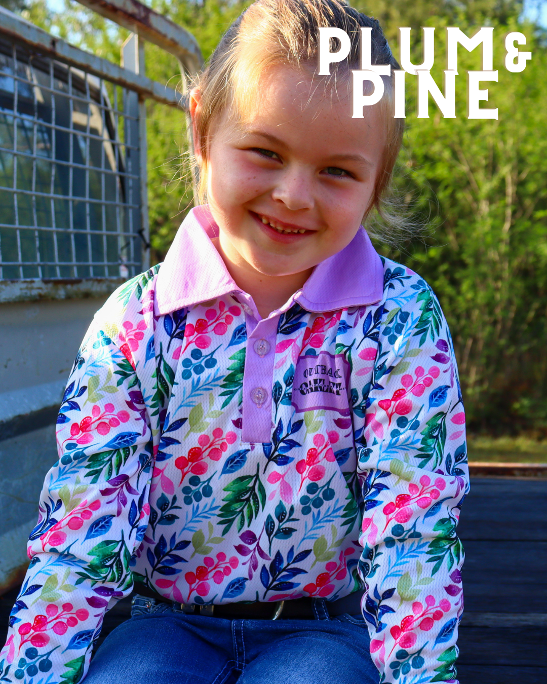 Outback Oakley Kids Fishing Shirt - Plum & Pine