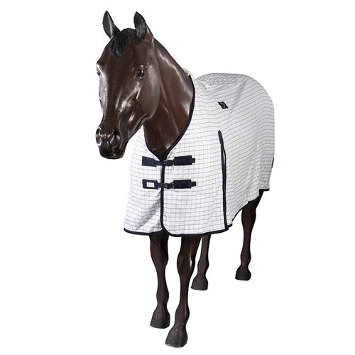 Cotton Blend Ripstop Horse Rug White with Navy Trim