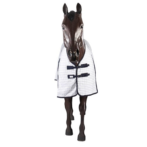 Cotton Blend Ripstop Horse Rug White with Navy Trim