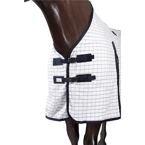 Cotton Blend Ripstop Horse Rug White with Navy Trim