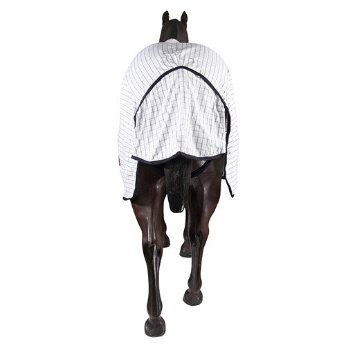Cotton Blend Ripstop Horse Rug White with Navy Trim