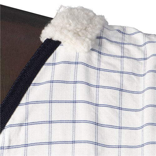 Cotton Blend Ripstop Horse Rug White with Navy Trim