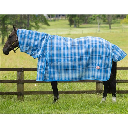 Kool Master PVC Shade Mesh Horse Rug Combo Long Drop - Blue
