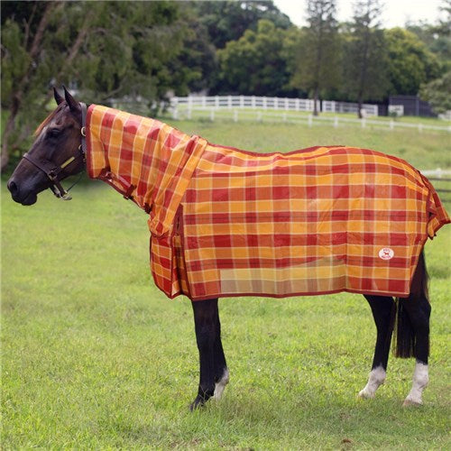 Kool Master PVC Shade Mesh Horse Rug Combo - Red & Amber