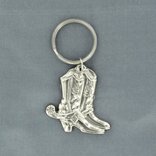 Cowboy Boots Keyring - Silver