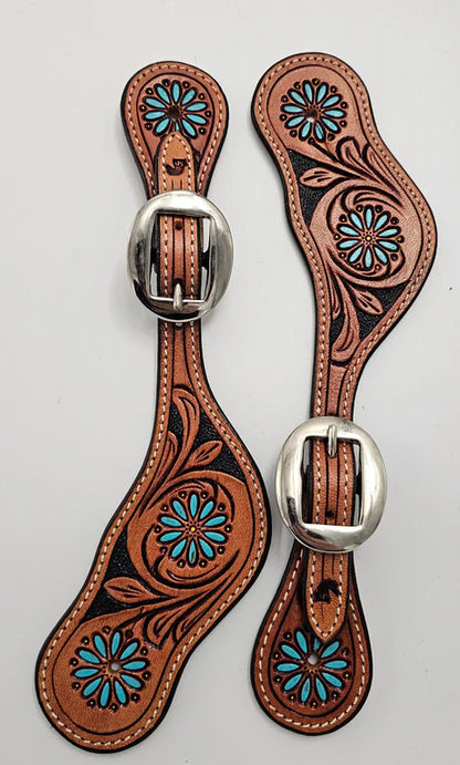 Ladies Turquoise Daisy Spur Straps