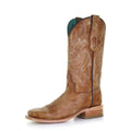 Corral Ladies Boots - Embroidery Wide Sq Toe - Sand