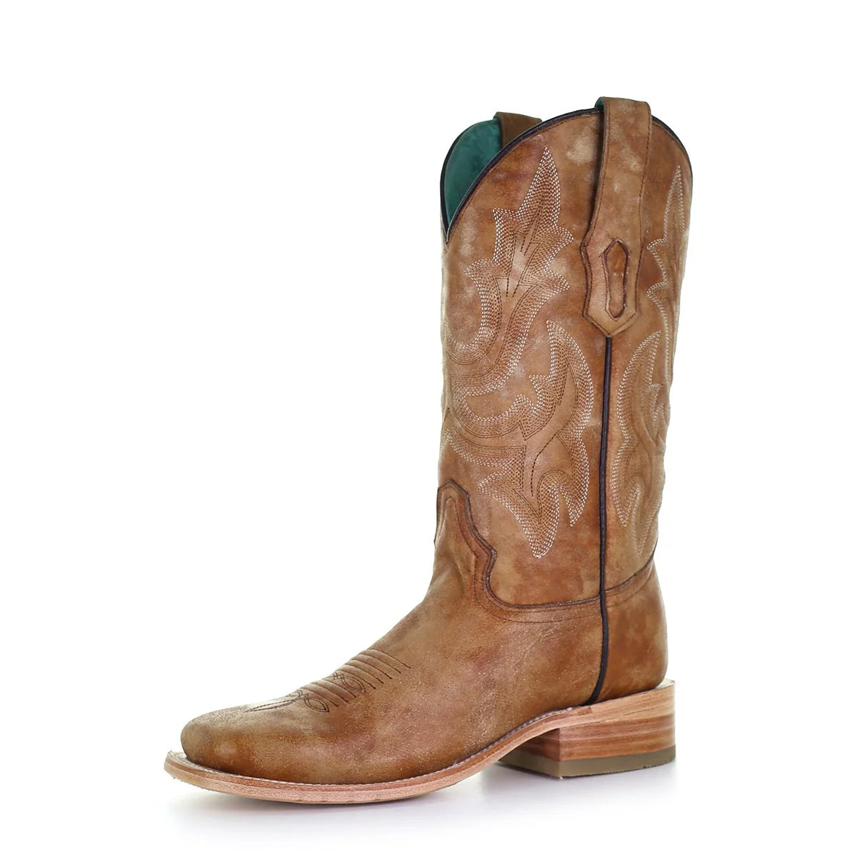 Corral Ladies Boots - Embroidery Wide Sq Toe - Sand