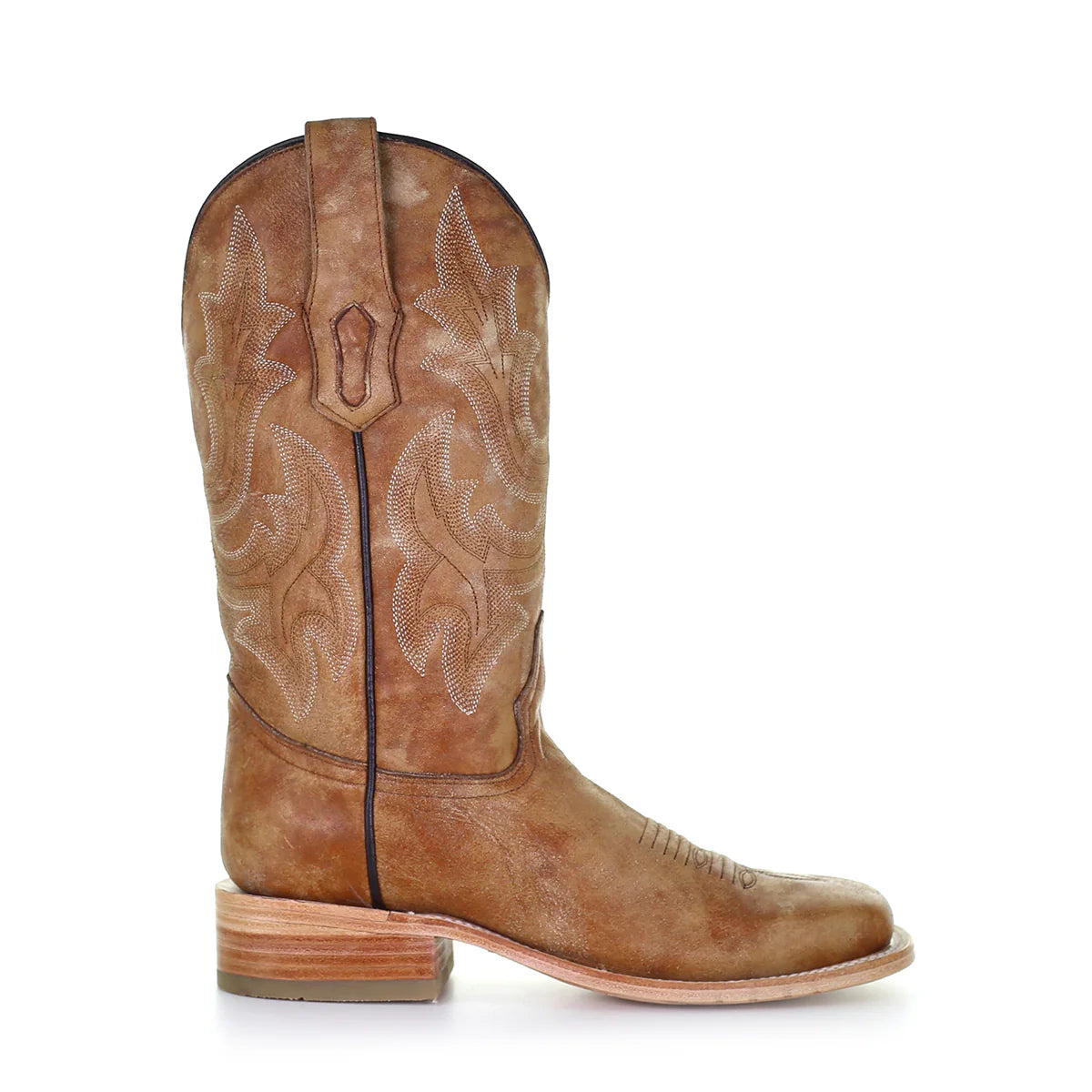 Corral Ladies Boots - Embroidery Wide Sq Toe - Sand