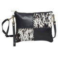Lisbon Cowhide Clutch Bag in Tan & White