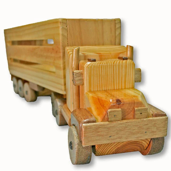 Handmade Wooden Toy Truck with 1 Cattle Trailer