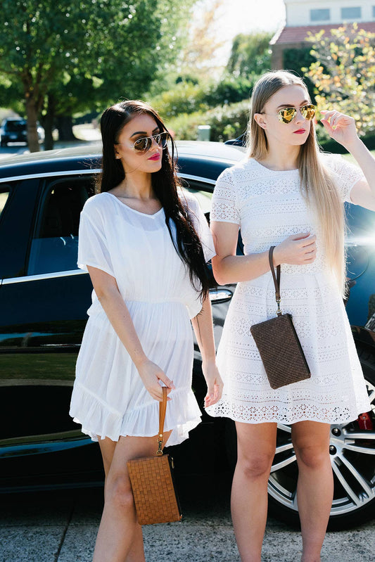 TORONTO W Woven Clutch in Tan