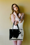 England Cowhide Tote Bag in Black & White