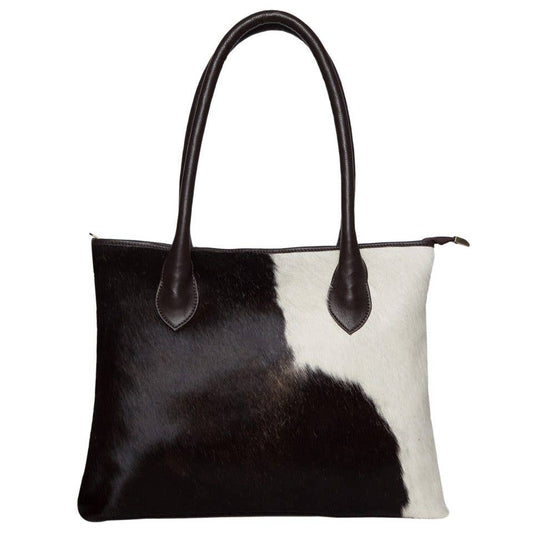 England Cowhide Tote Bag in Brown & White