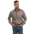 Just Country Cameron 1/2 Button Workshirt - Brown