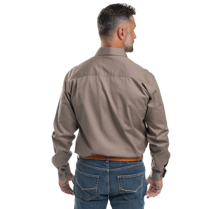 Just Country Cameron 1/2 Button Workshirt - Brown