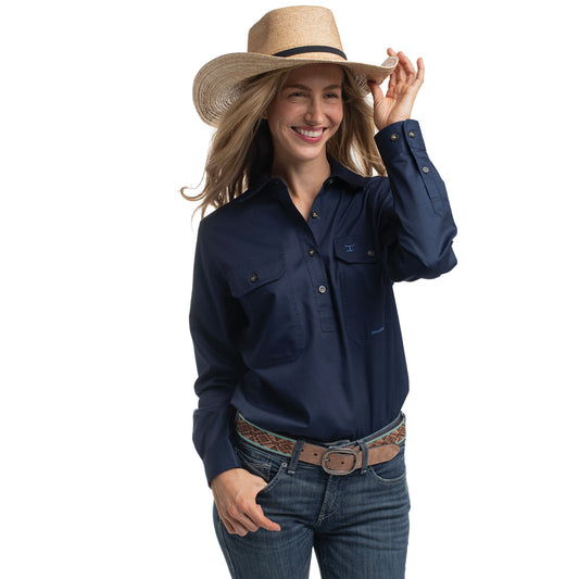 Just Country Jahna 1/2 Button Workshirt - Navy