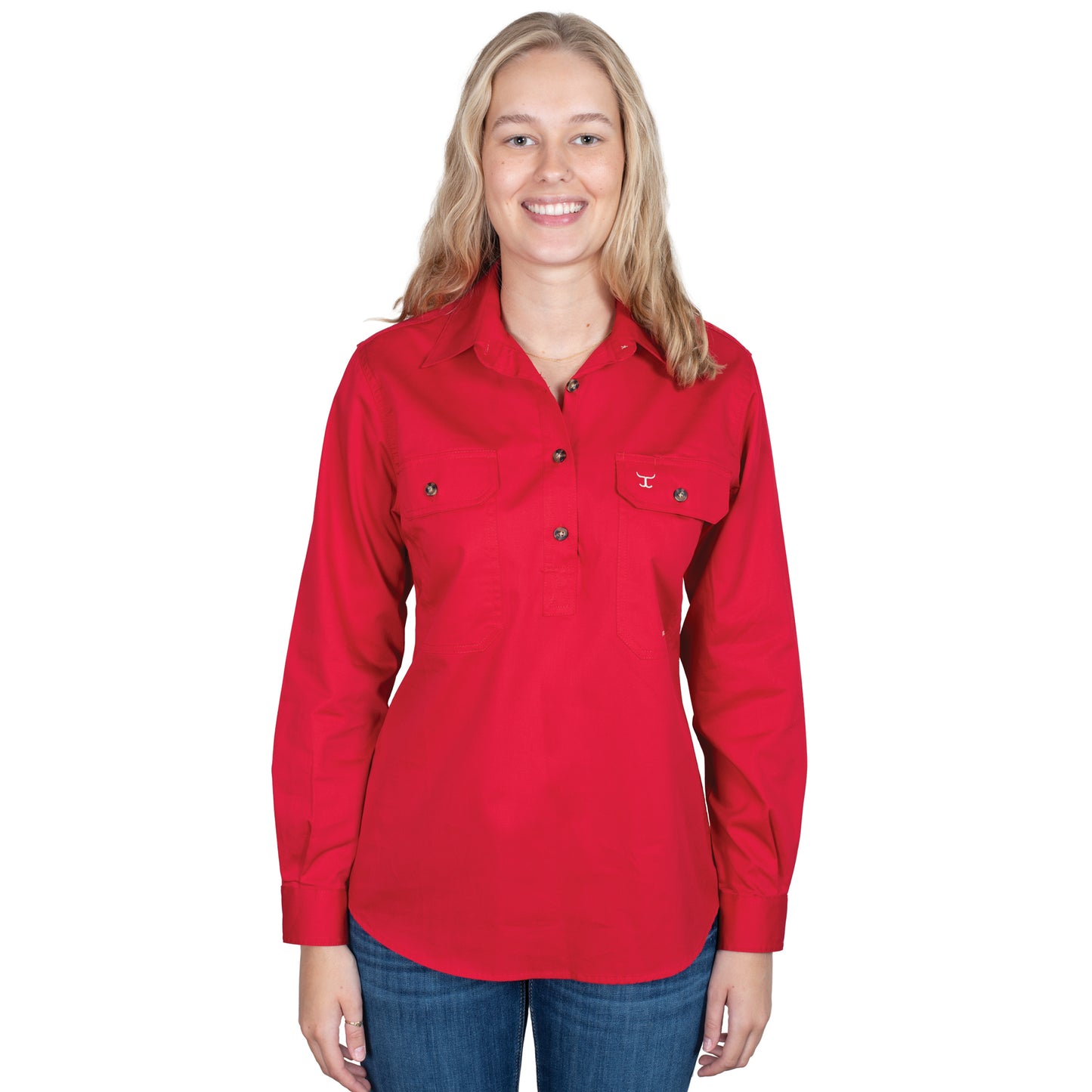 Just Country Jahna 1/2 Button Workshirt - Chilli