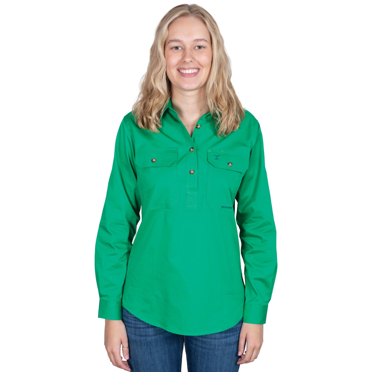 Just Country Jahna 1/2 Button Workshirt - Ivy Green