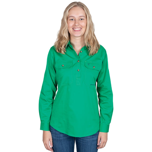Just Country Jahna 1/2 Button Workshirt - Ivy Green