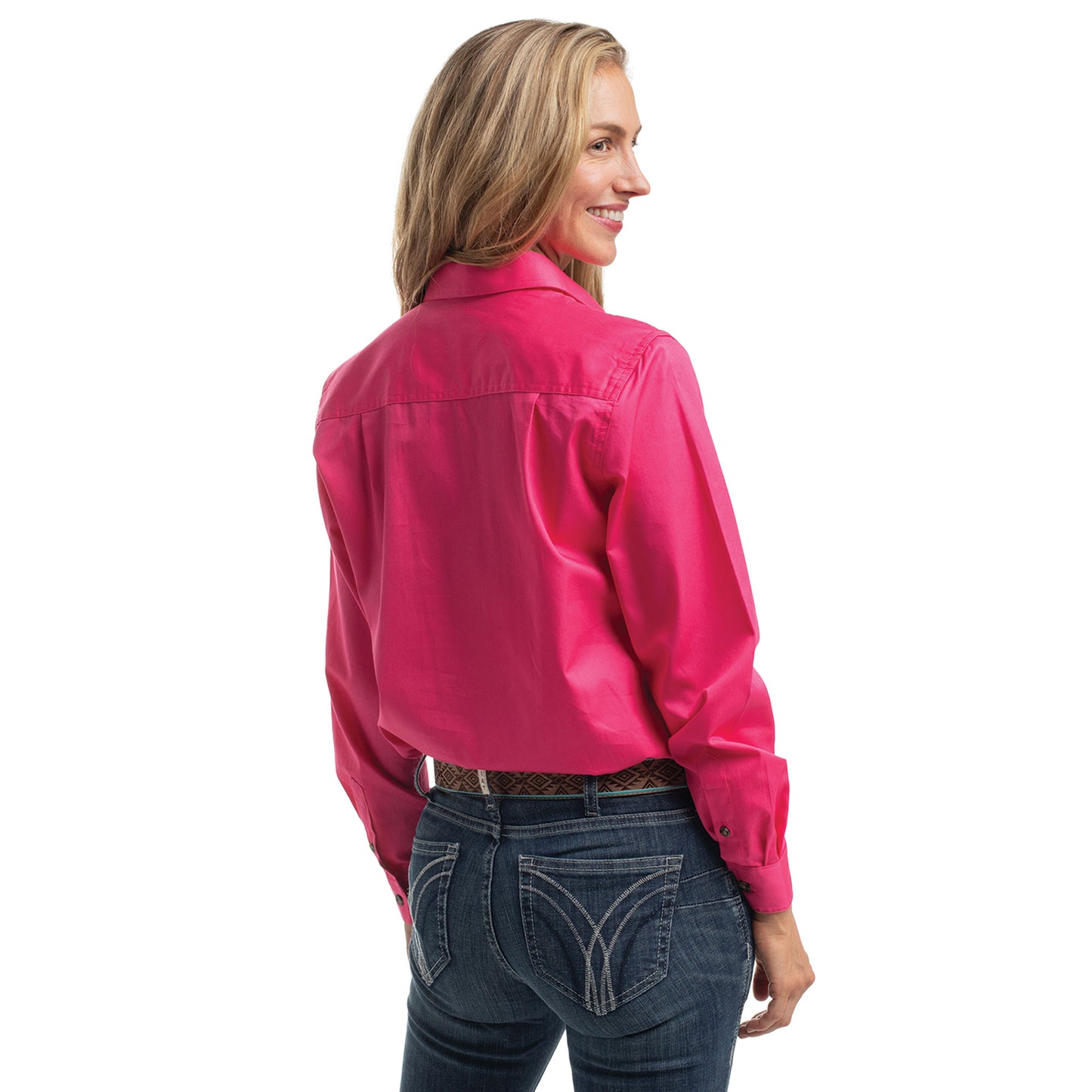 Just Country Jahna 1/2 Button Workshirt - Hot Pink