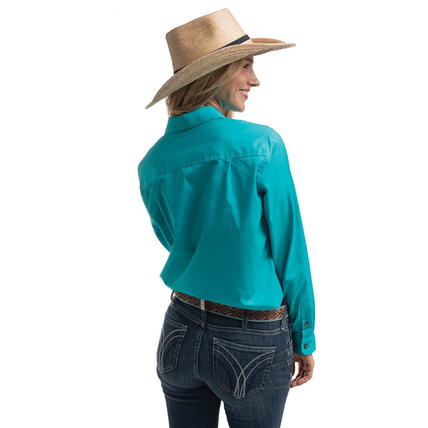 Just Country Jahna 1/2 Button Workshirt - Turquoise