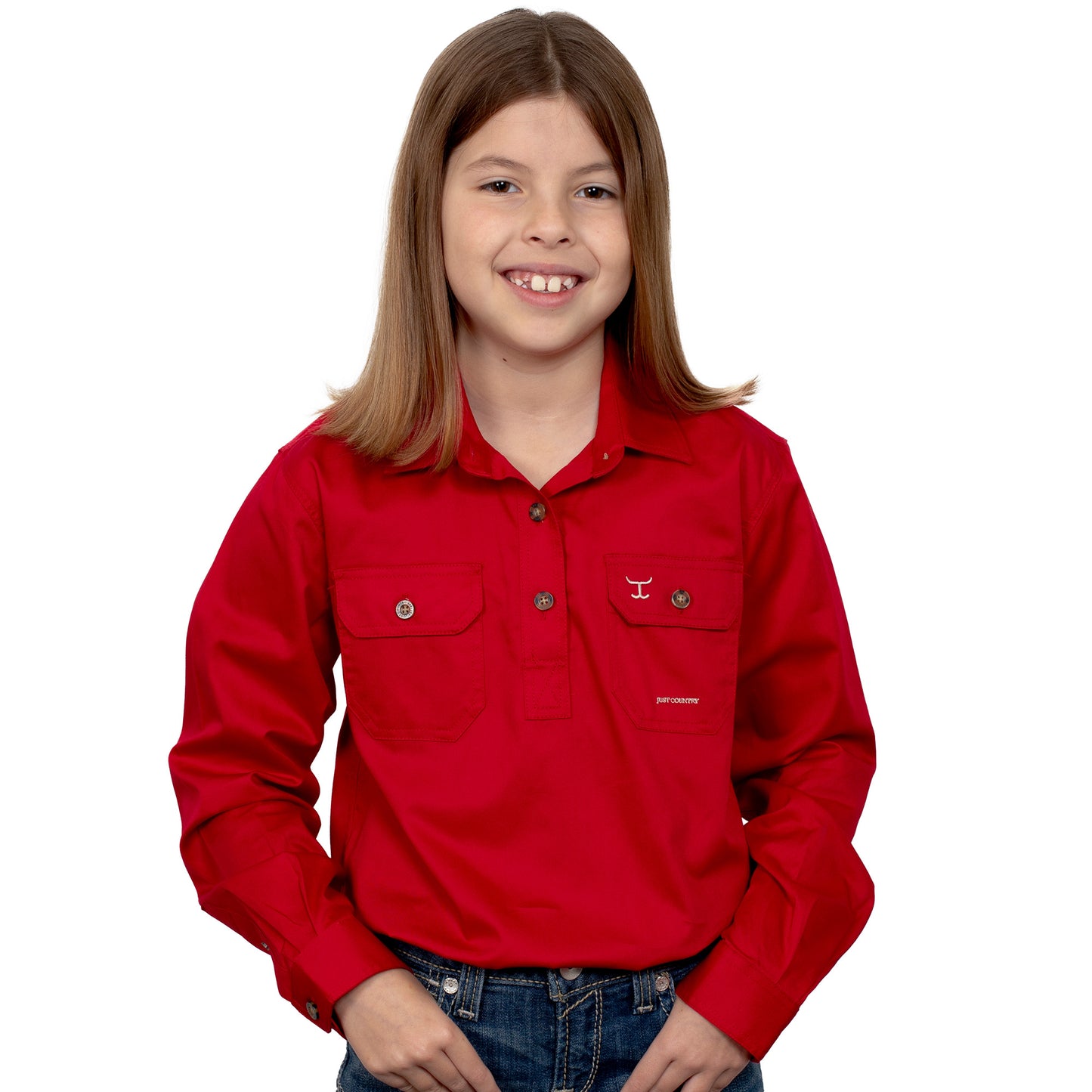 Just Country Kenzie 1/2 Button Workshirt - Chilli