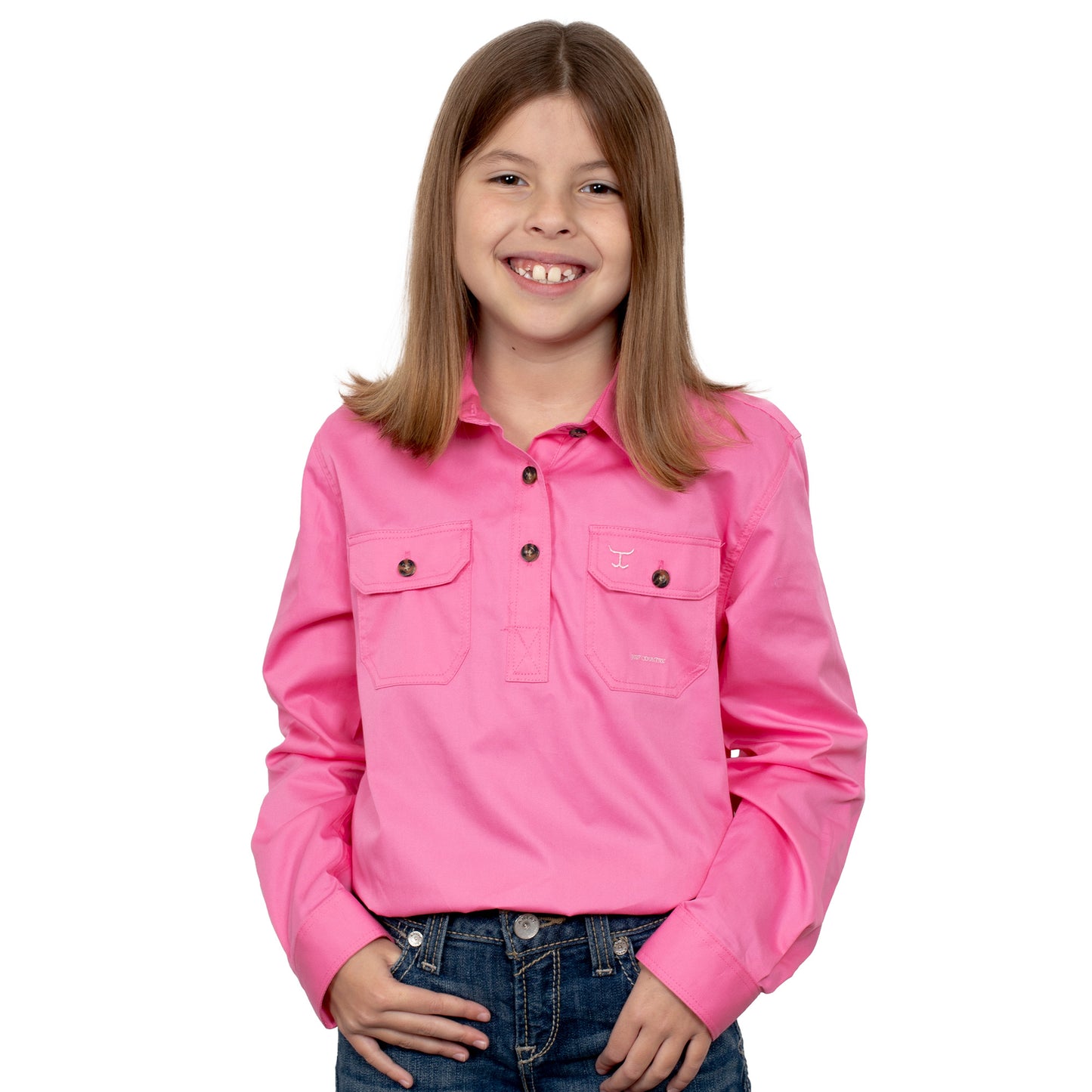 Just Country Kenzie 1/2 Button Workshirt - Rose