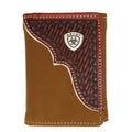 Ariat Tri-Fold Light Tan with Basket Weave Overlay Wallet
